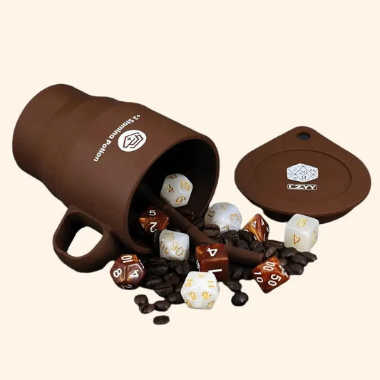 DND Coffee & Sugar Themed Dice Set - Out of Play Board Game Accessories - 