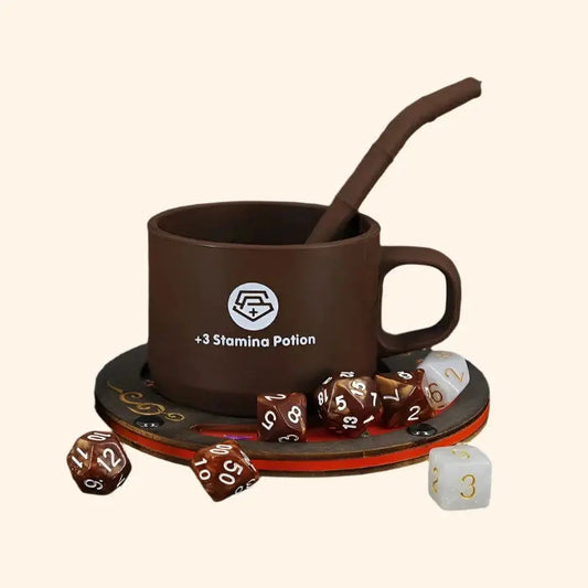 DND Coffee & Sugar Themed Dice Set - Out of Play Board Game Accessories - 