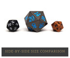 35mm Over Sized Gunmetal Powder Blue D20 Dice - Single Die - Out of Play