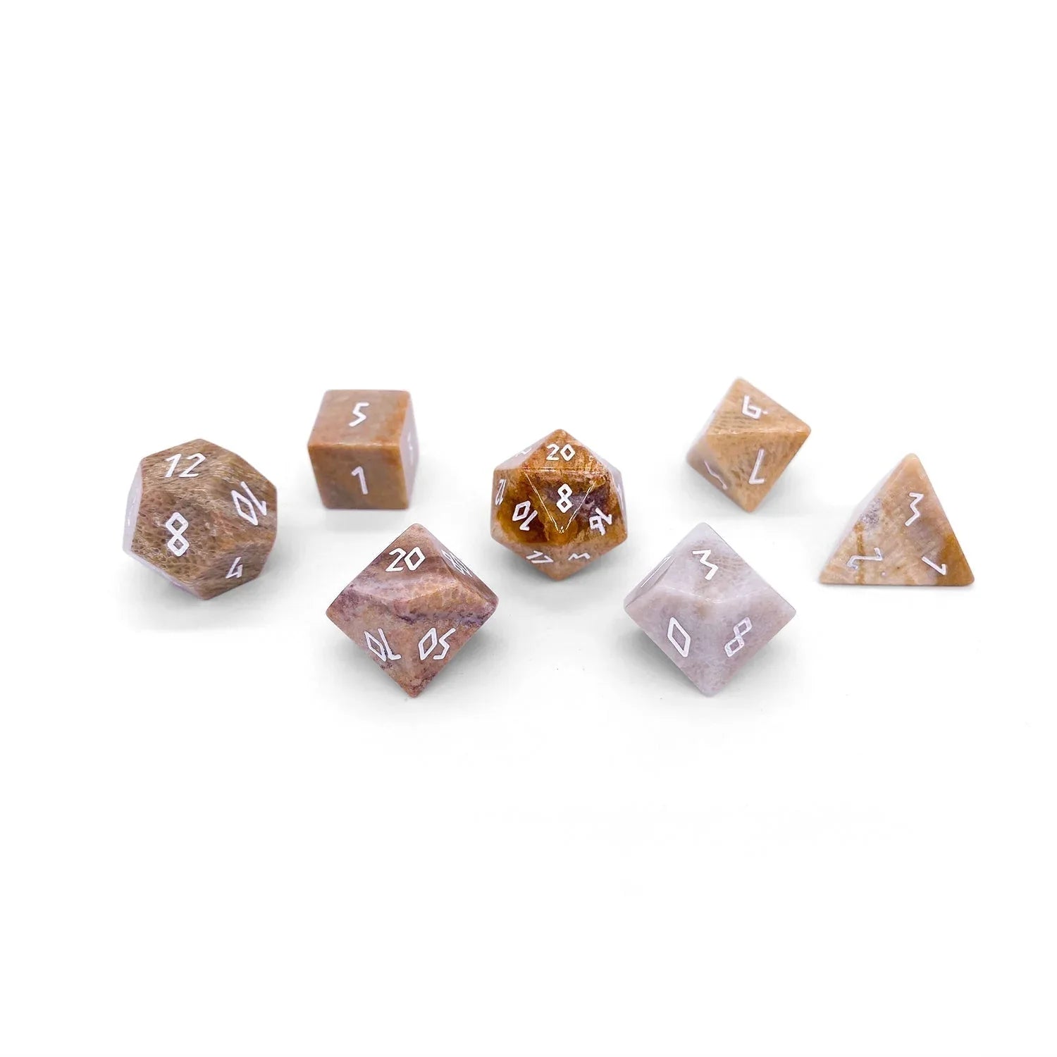 Coral Fossil - 7 Piece RPG Set Gemstone Dice - Out of Play