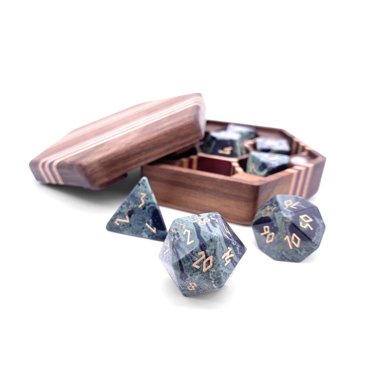 Crocodile Jasper - 7 Piece RPG Set Gemstone Dice - Out of Play
