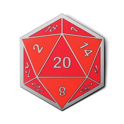 D20 Dice Die - Hard Enamel Adventure Dice Pin Metal by Norse Foundry