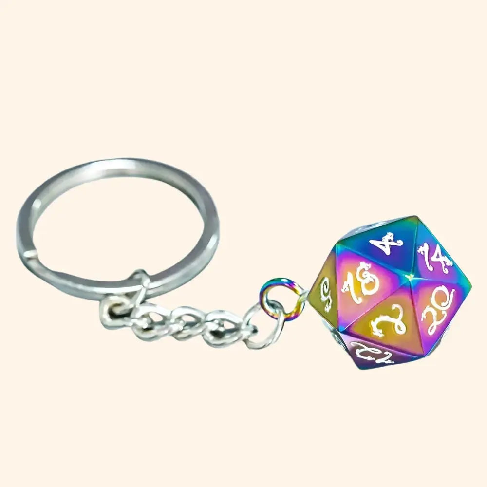 D20 Metal Dice Keychain - Out of Play Board Game Accessories