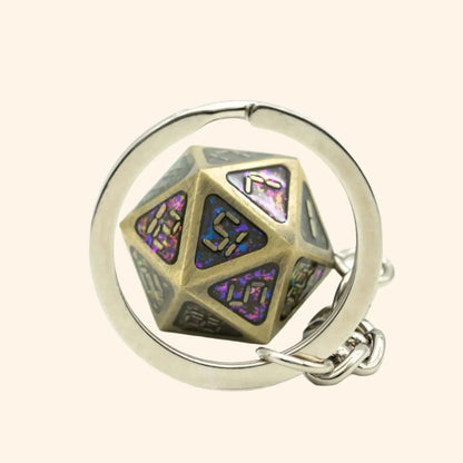 D20 Metal Dice Keychain - Out of Play Board Game Accessories