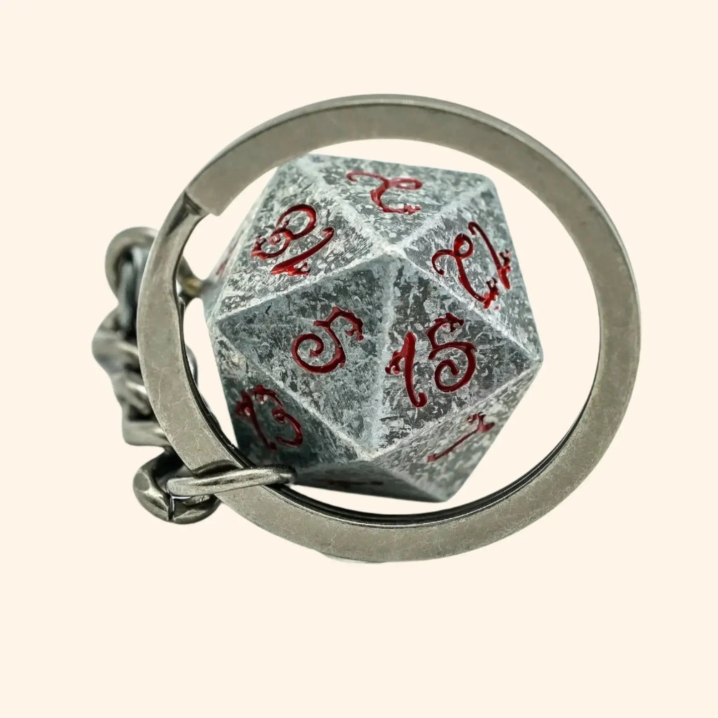 D20 Metal Dice Keychain - Out of Play Board Game Accessories