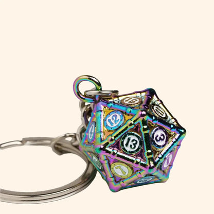 D20 Metal Dice Keychain - Out of Play Board Game Accessories