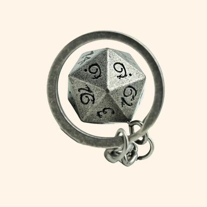 D20 Metal Dice Keychain - Out of Play Board Game Accessories