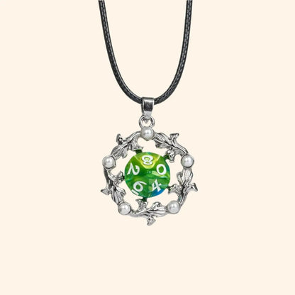 D4/D10/D12 Dice Necklace with Pearl Diamond Pendant - Out of Play Board Game Accessories