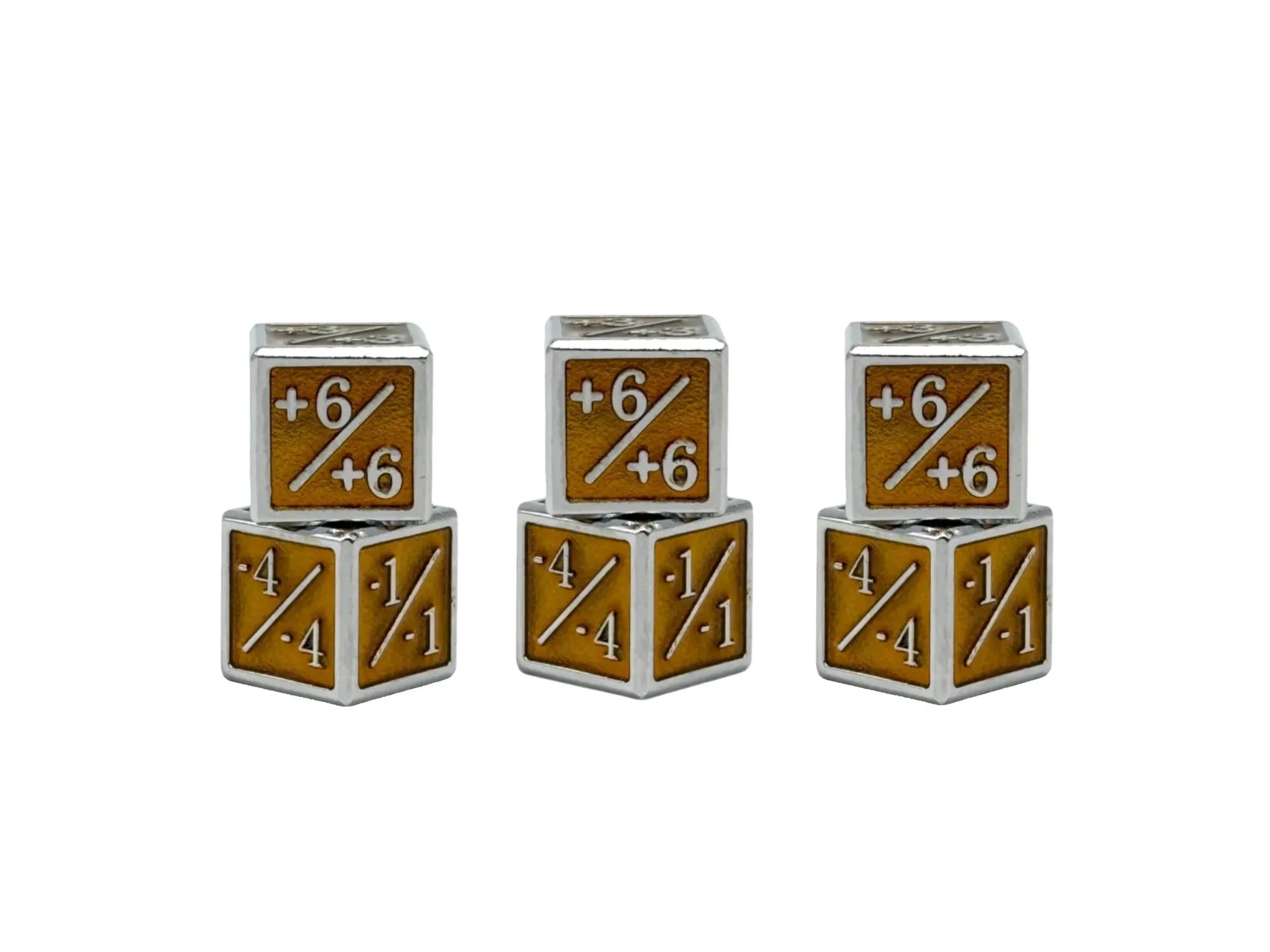 Set of five dice with mathematical symbols on a white background