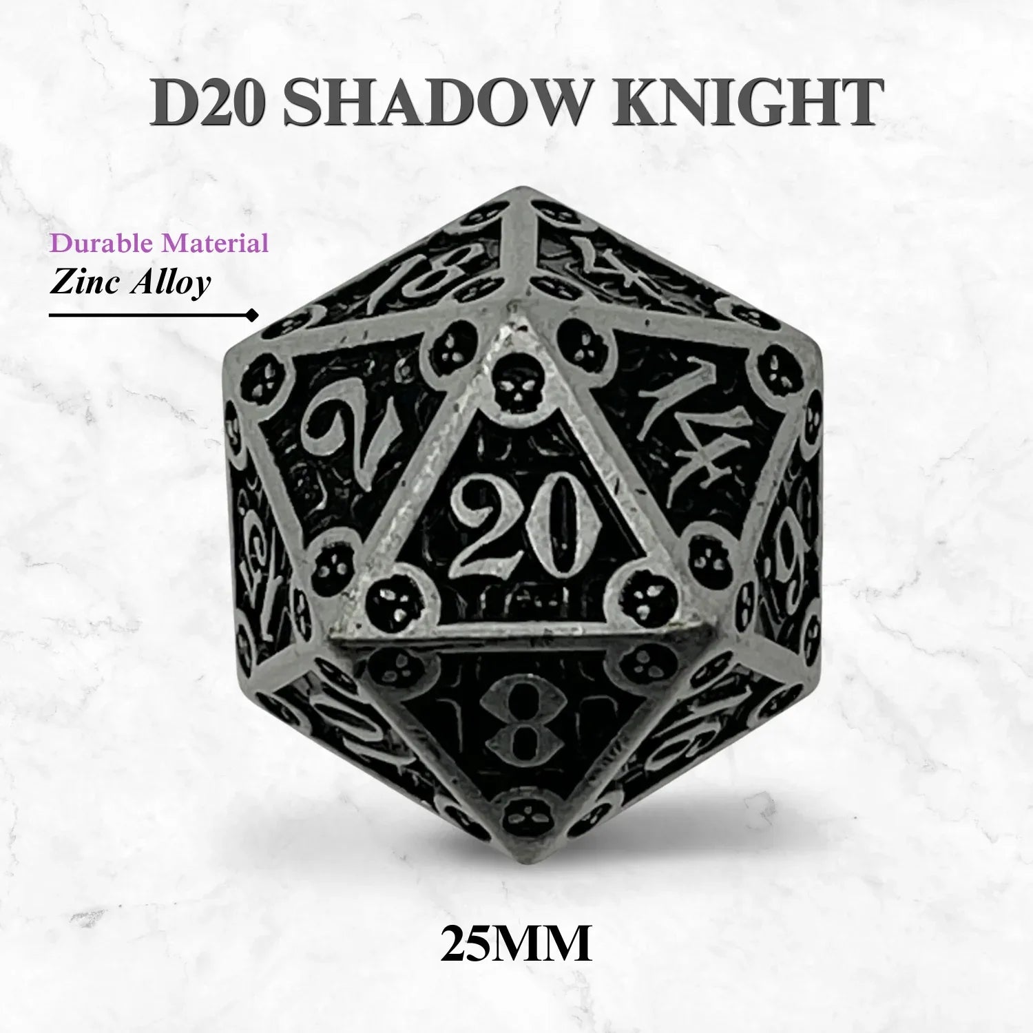 Dungeon Delve Runestones™ - 25mm D20 - Shadow Knight - Out of Play