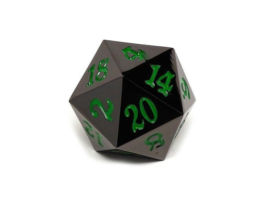 35mm Over Sized Gunmetal Green D20 Dice Easy Roller Dice Company