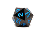 35mm Over Sized Gunmetal Powder Blue D20 Dice - Single Die - Out of Play
