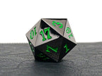 35mm Over Sized Gunmetal Green D20 Dice - Out of Play