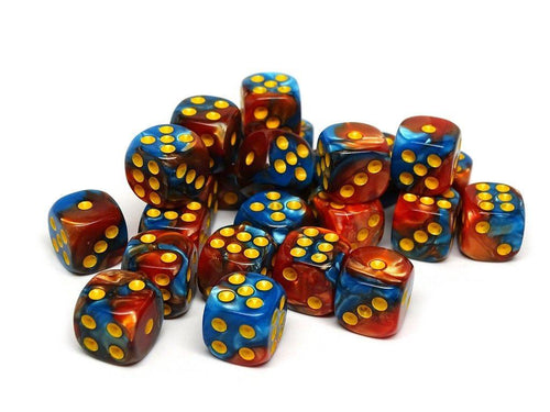 12mm D6 Dice - Cobalt and Copper Swirl - 25 Count Bag - Out of Play