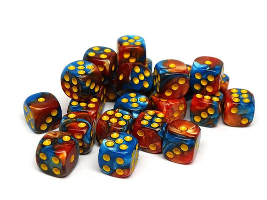 12mm D6 Dice - Cobalt and Copper Swirl - 25 Count Bag Easy Roller Dice Company