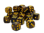 12mm D6 Dice - Yellow and Black Granite - 25 Count Bag - Out of Play