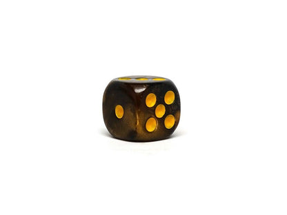 12mm D6 Dice - Yellow and Black Granite - 25 Count Bag Easy Roller Dice Company