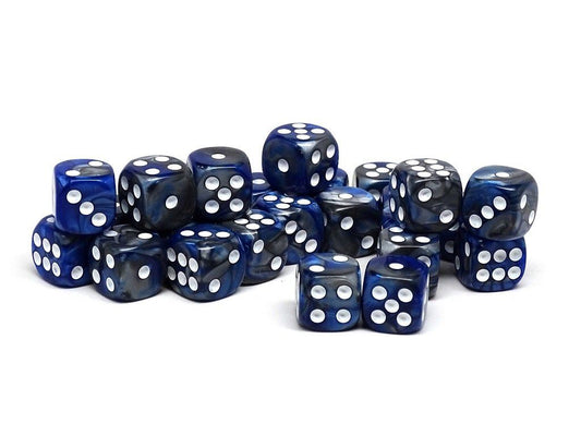 12mm D6 Dice - Blue and Silver Granite - 25 Count Bag Easy Roller Dice Company