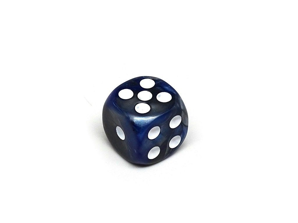 12mm D6 Dice - Blue and Silver Granite - 25 Count Bag Easy Roller Dice Company