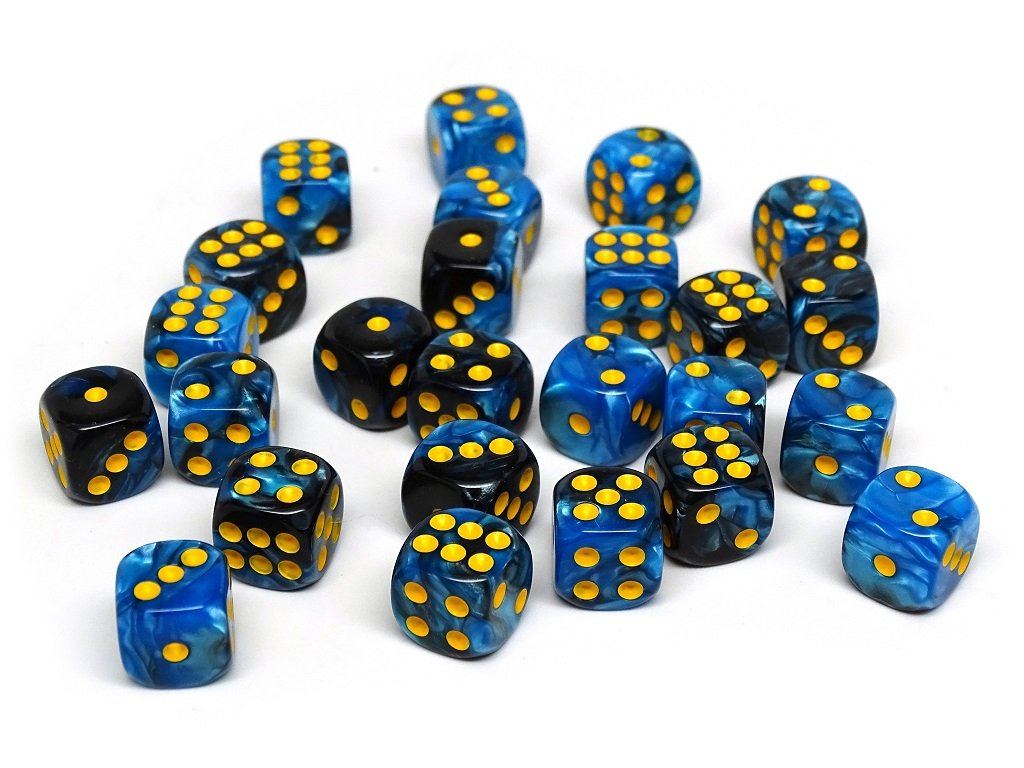 12mm D6 Dice - Blue and Black Swirl - 25 Count Bag Easy Roller Dice Company