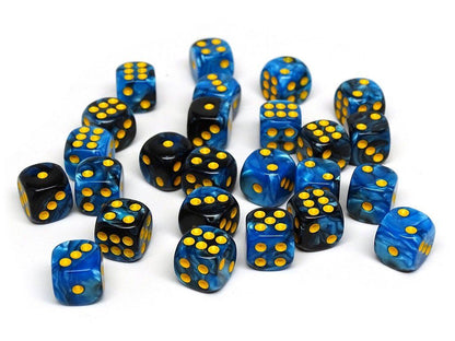 12mm D6 Dice - Blue and Black Swirl - 25 Count Bag Easy Roller Dice Company