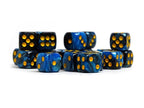 12mm D6 Dice - Blue and Black Swirl - 25 Count Bag - Out of Play