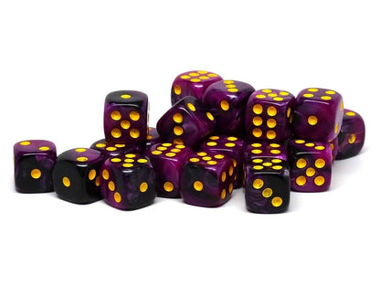 12mm D6 Dice - Purple and Black Swirl - 25 Count Bag Easy Roller Dice Company