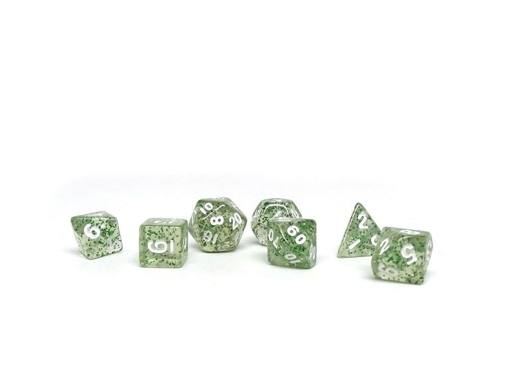 10mm Green Sparkle Mini Dice Set - Out of Play