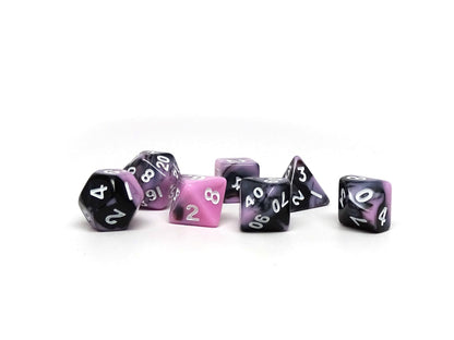 10mm Pink and Black Swirl Mini Dice Set Easy Roller Dice Company
