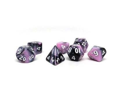 10mm Pink and Black Swirl Mini Dice Set Easy Roller Dice Company