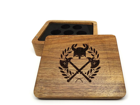 Battle Helmet Wooden Dice Case Easy Roller Dice Company