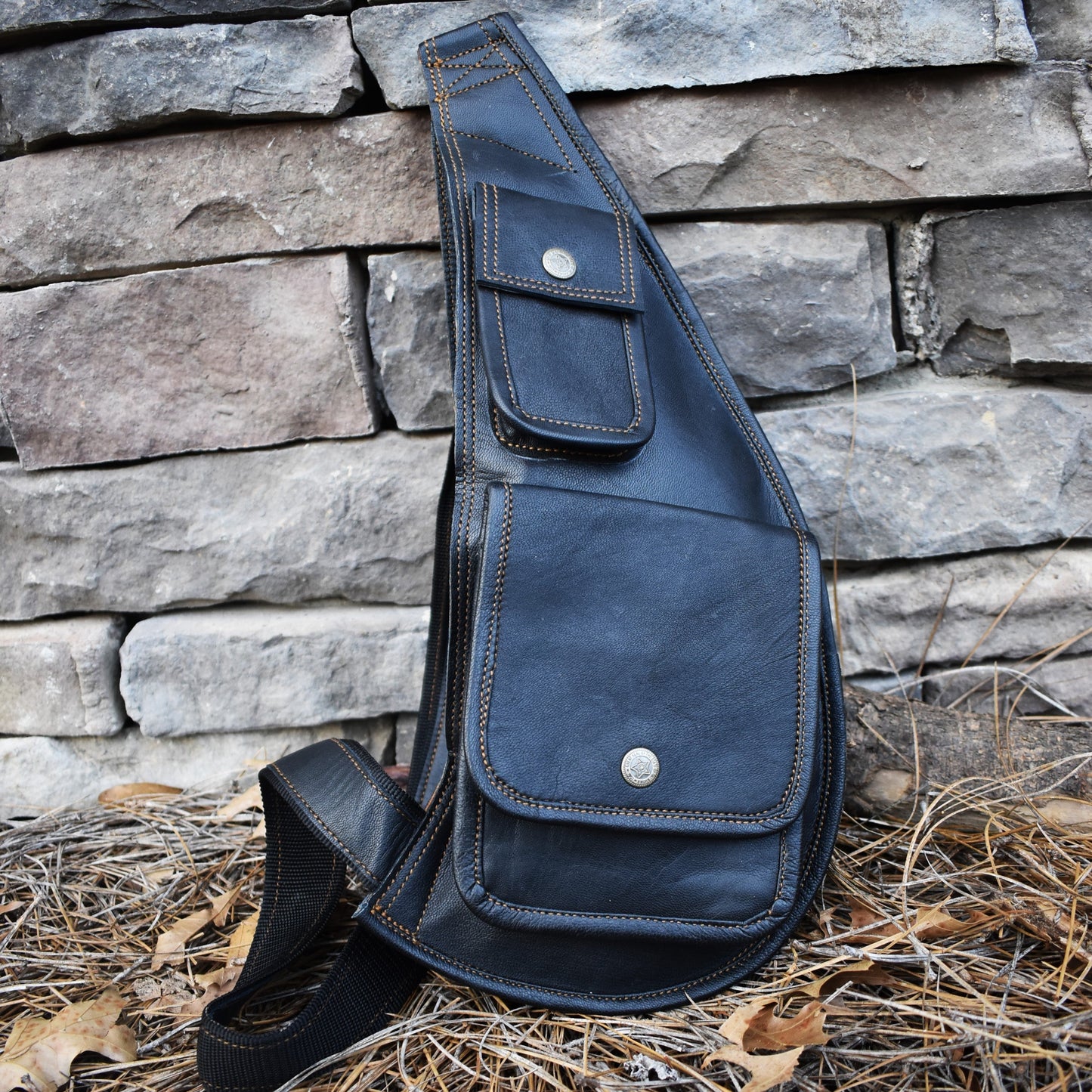 Goatskin Leather Sling Bag - Out of Play Misty Mountain Gaming