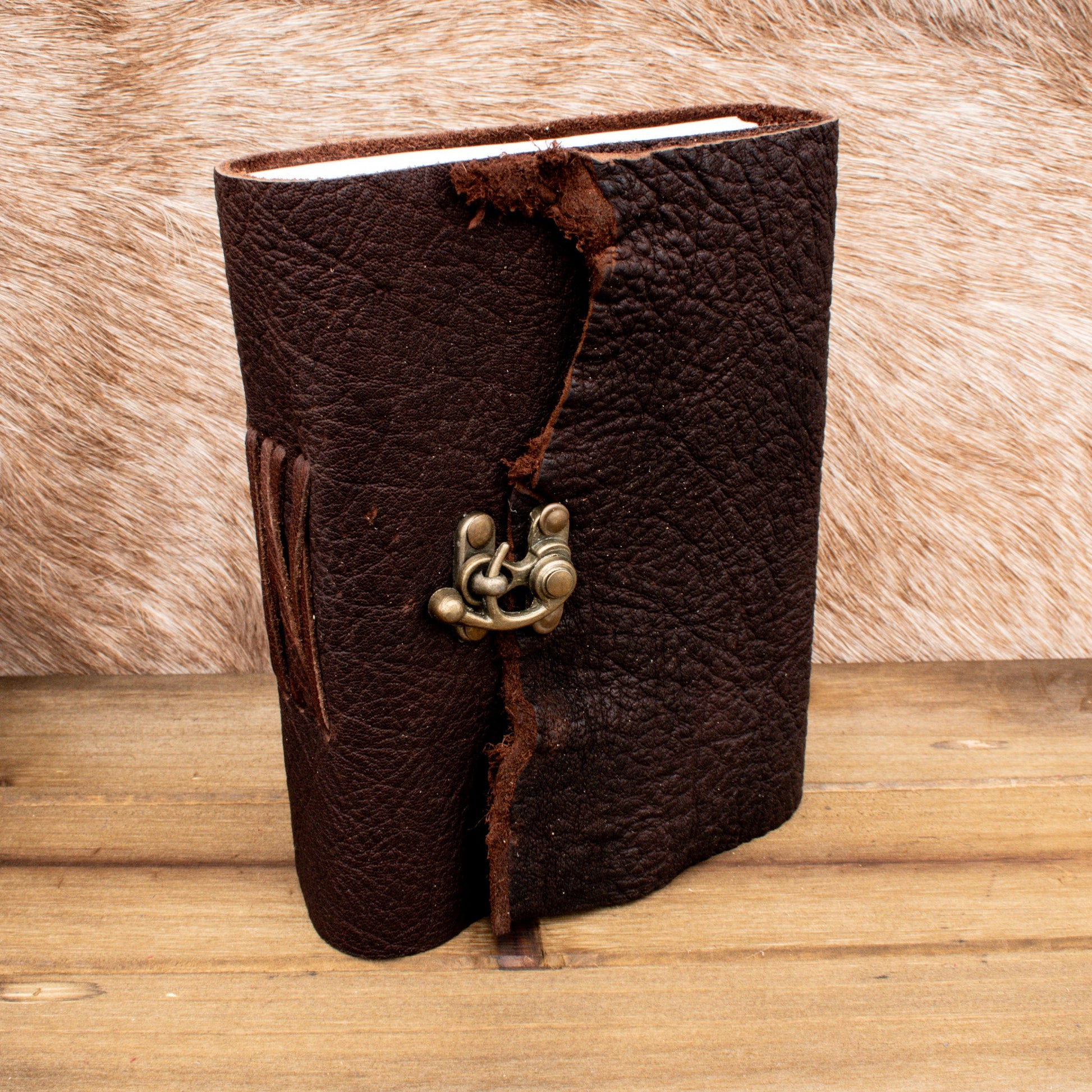 Natural Edge Buffalo Leather Journal - Out of Play Misty Mountain Gaming