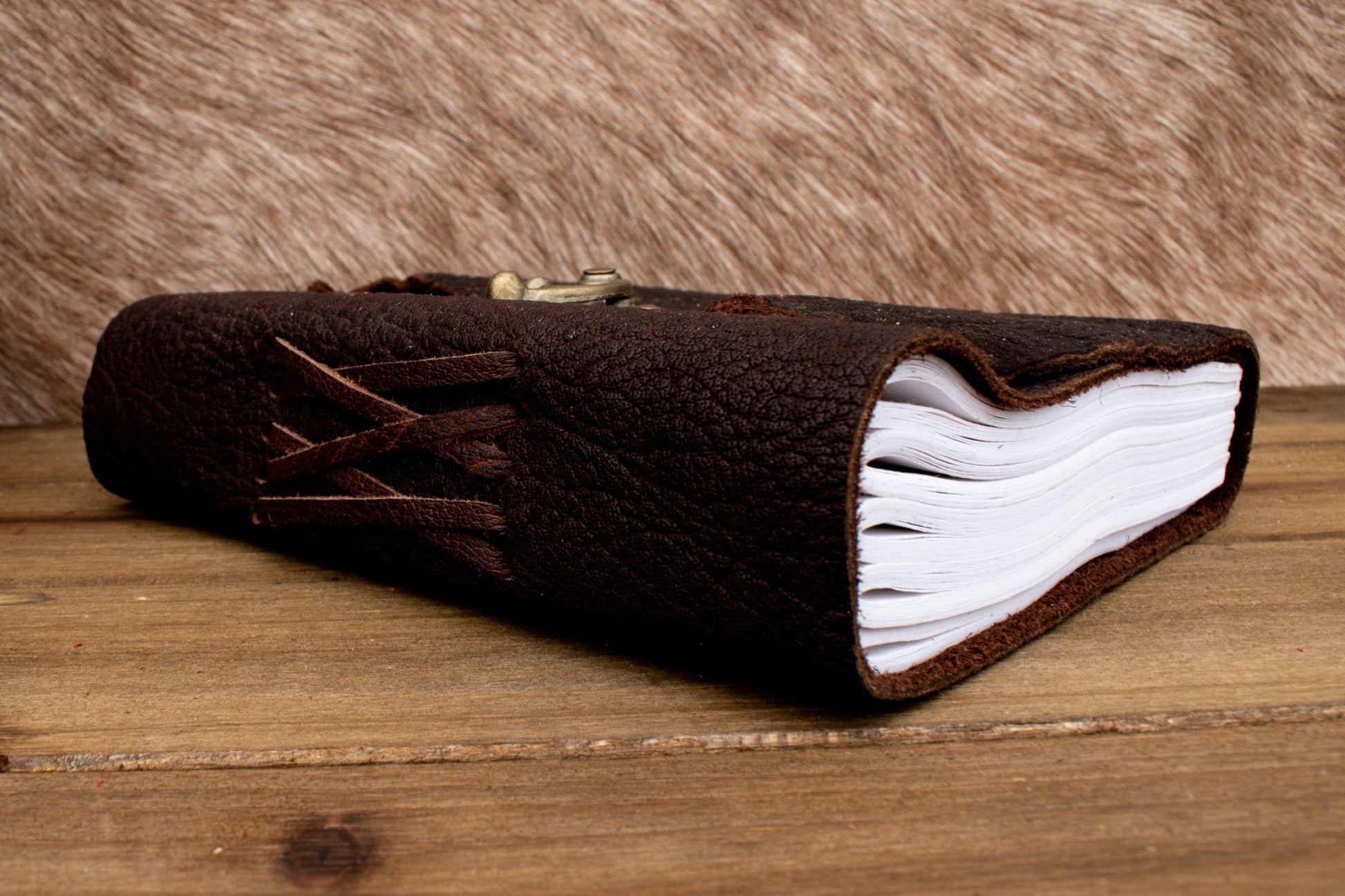Natural Edge Buffalo Leather Journal - Out of Play Misty Mountain Gaming