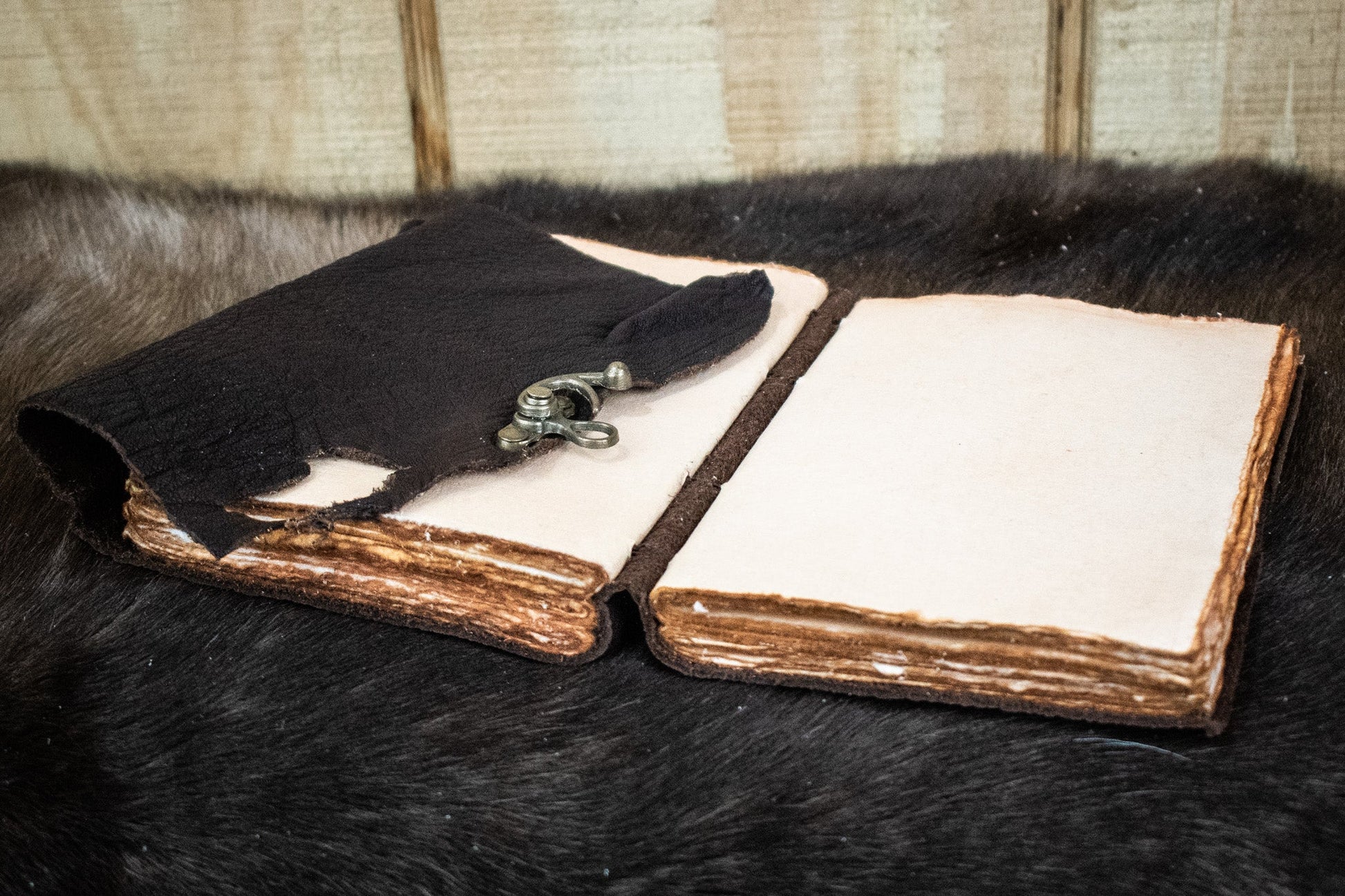 Natural Edge Buffalo Leather Journal - Out of Play Misty Mountain Gaming