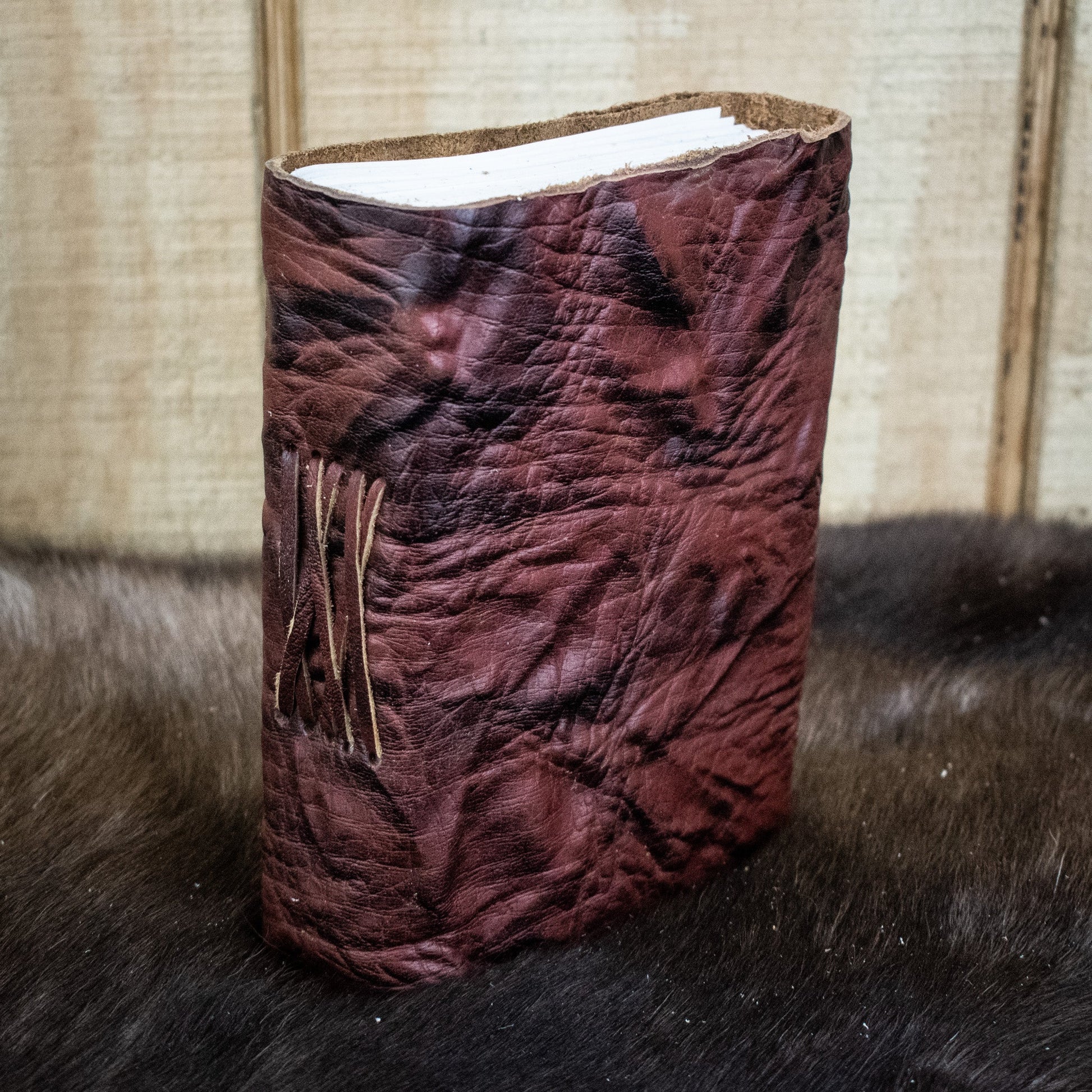 Natural Edge Crunched Cowhide Leather Journal - Out of Play Misty Mountain Gaming