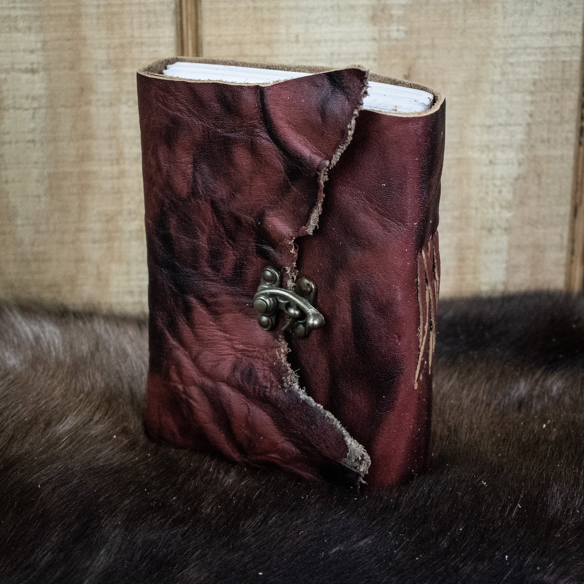 Natural Edge Crunched Cowhide Leather Journal - Out of Play Misty Mountain Gaming
