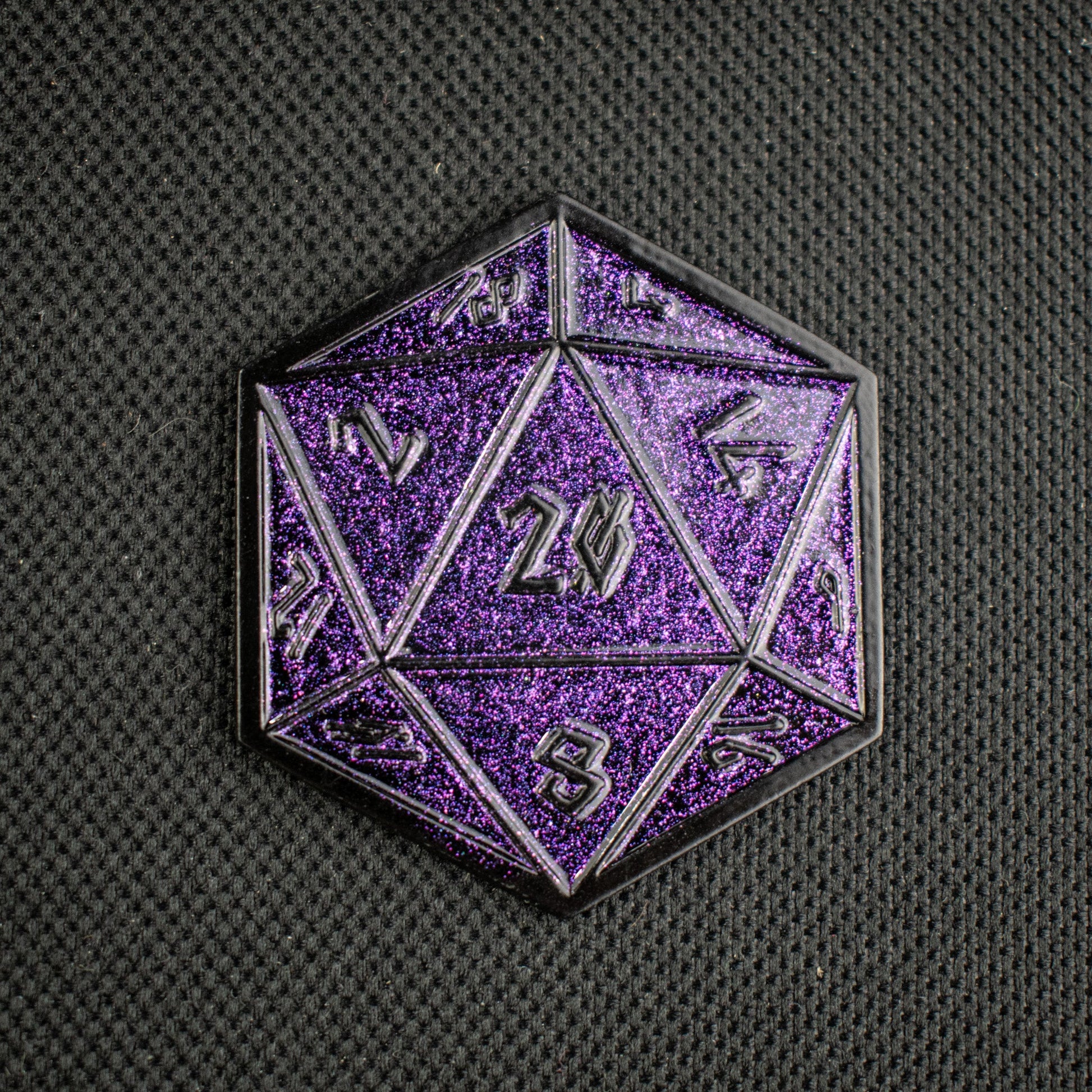 Purple Glitter D20 Pin - Out of Play