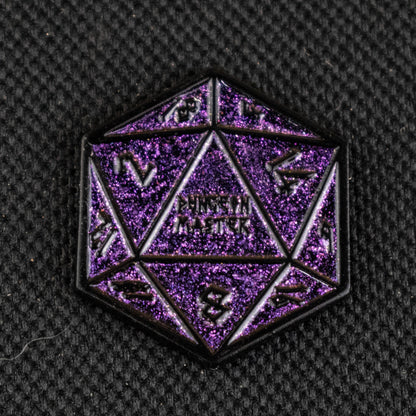 Purple Glitter D20 Pin - Out of Play