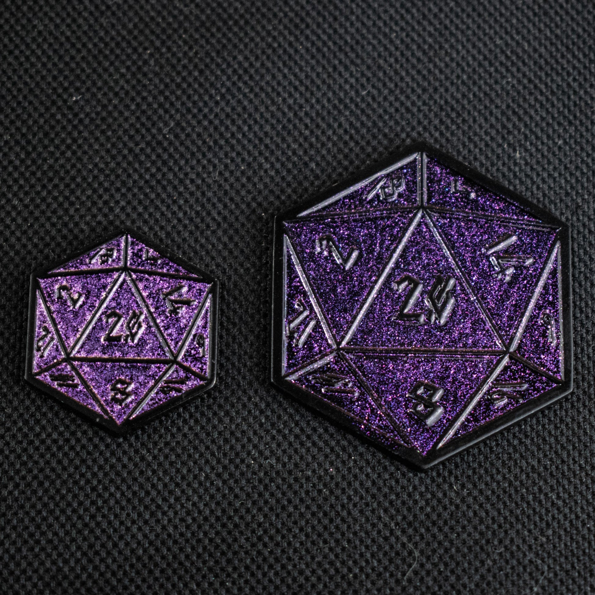 Purple Glitter D20 Pin - Out of Play