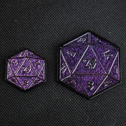 Purple Glitter D20 Pin - Out of Play