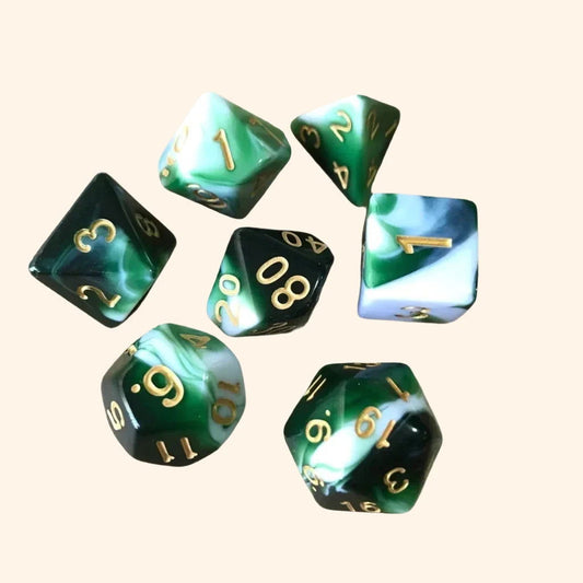 Dessert Dice 7pc Set - Mint Cream - Out of Play Board Game Accessories