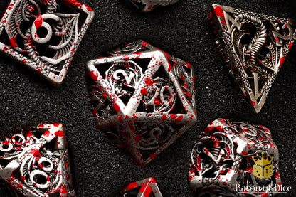 Bloody Dragon Metal RPG Dice - 7 Pieces - Out of Play
