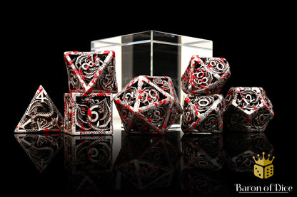 Bloody Dragon Metal RPG Dice - 7 Pieces - Out of Play