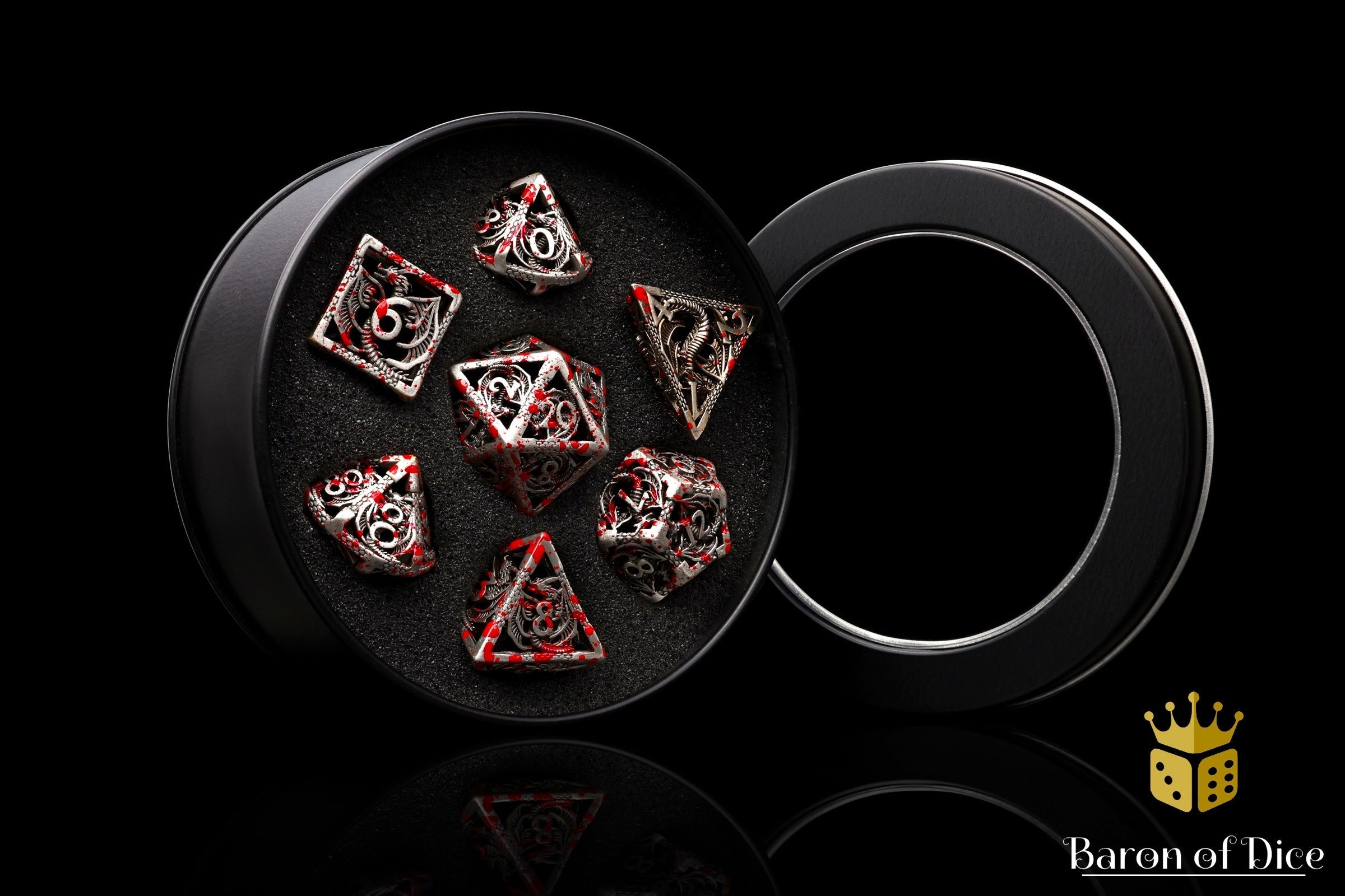 Bloody Dragon Metal RPG Dice - 7 Pieces - Out of Play