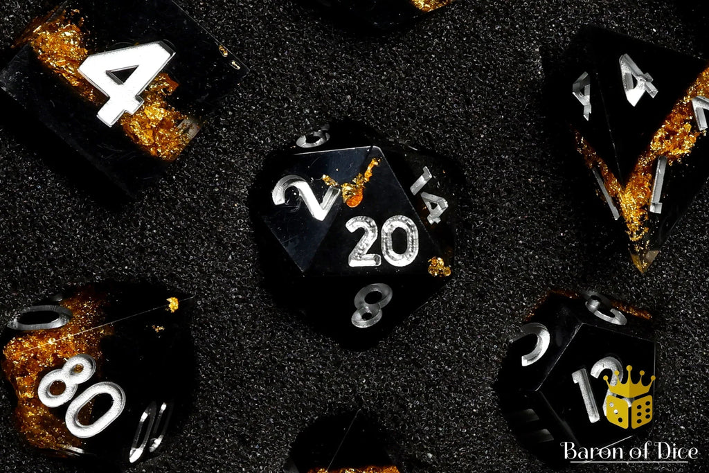 Golden Hazard Sharp Edge RPG Dice Set - 7 Pieces - Out of Play