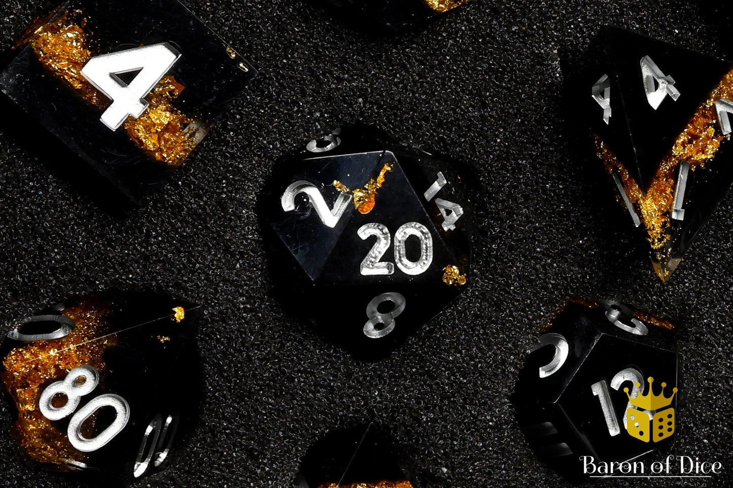 Golden Hazard Sharp Edge RPG Dice Set - 7 Pieces - Out of Play