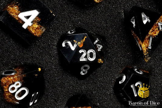 Golden Hazard Sharp Edge RPG Dice Set - 7 Pieces - Out of Play