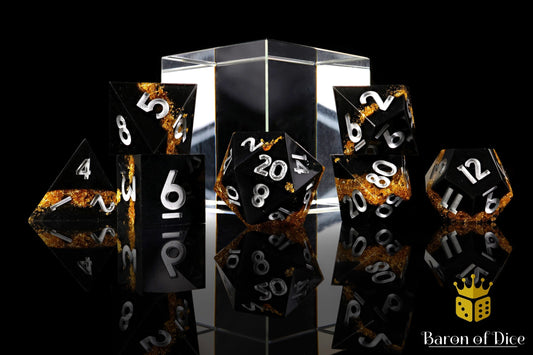 Golden Hazard Sharp Edge RPG Dice Set - 7 Pieces - Out of Play