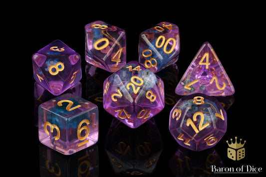 Orchid & Lavender RPG Dice Set - 7 Pieces - Out of Play